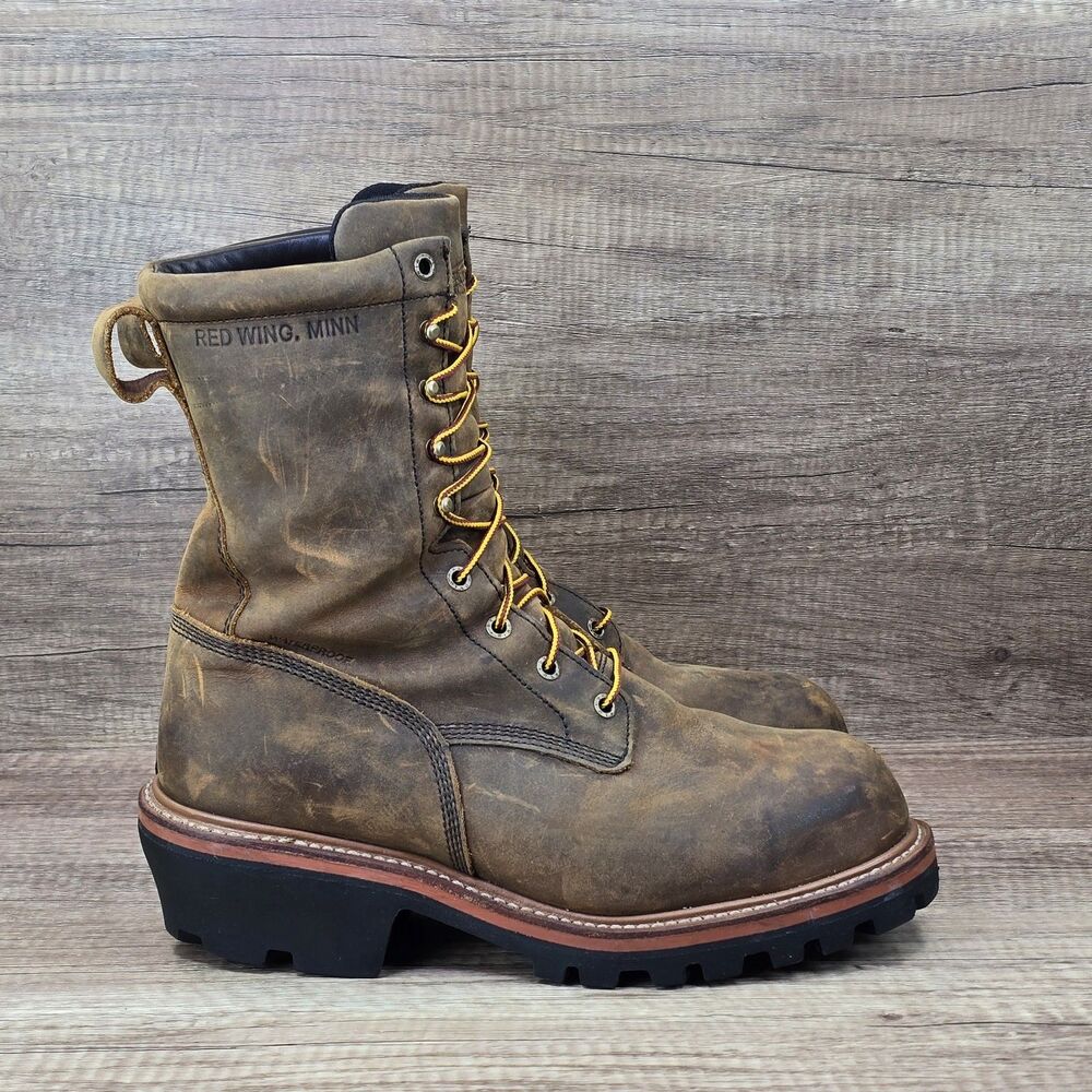 Red Wing 2217 Loggermax 9'' Men's 10 D Brown Leather Waterproof Steel Toe Boots